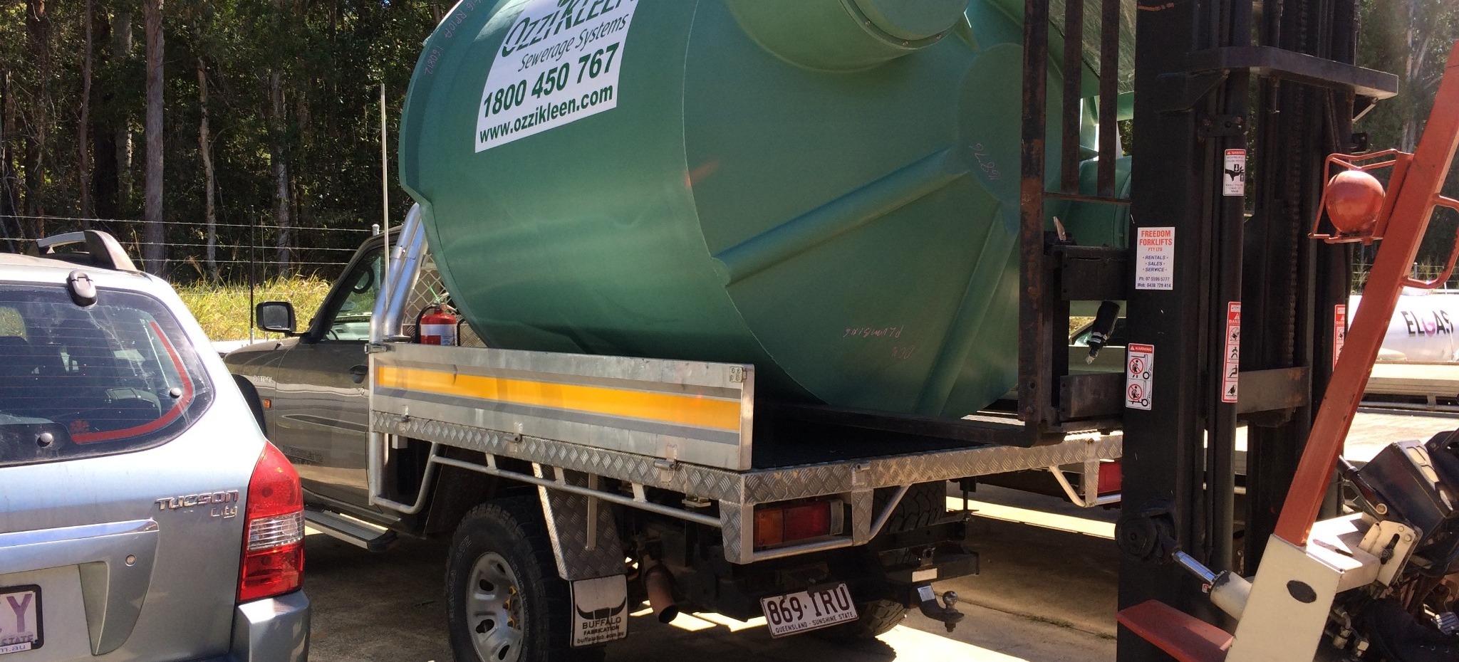RP10 treatment tank being unloaded for delivery